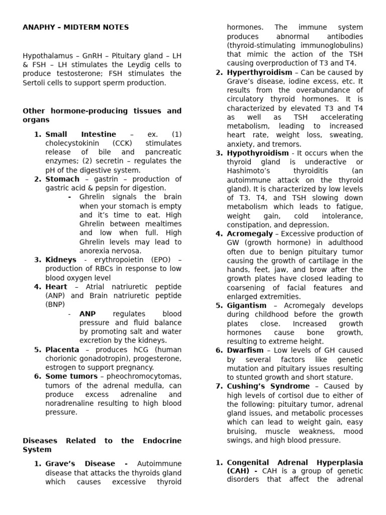 Endocrine System Overview and Disorders | PDF | Adrenal Gland | Angiotensin