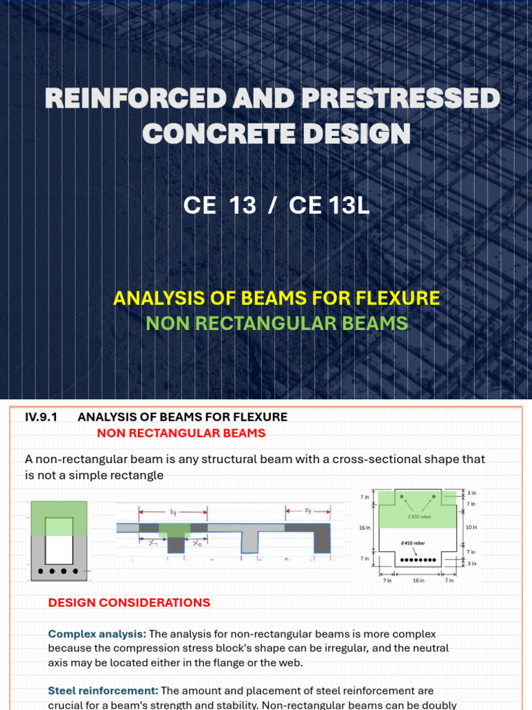 Non-Rectangular Beam Design Analysis | PDF | Beam (Structure) | Bending