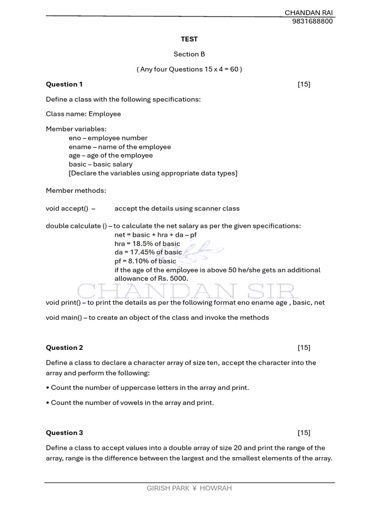 Java Class Design and Programming Tasks | PDF | Computing | Software ...