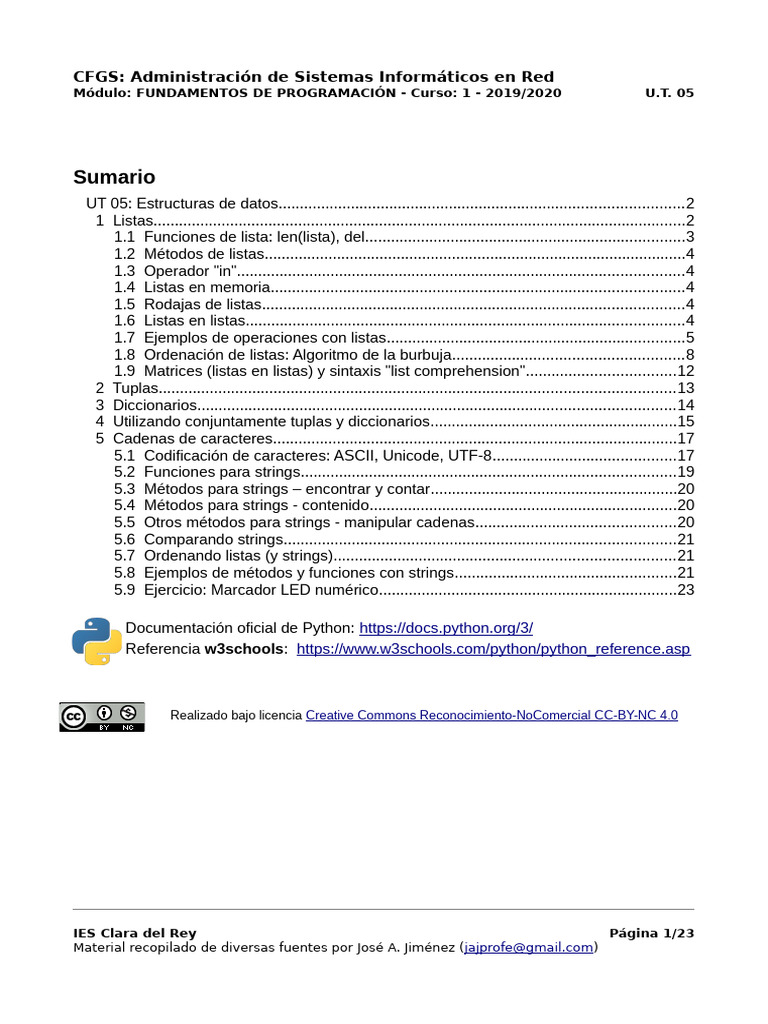 Estructuras de Datos en Python: Listas y Más | PDF | Python (lenguaje ...