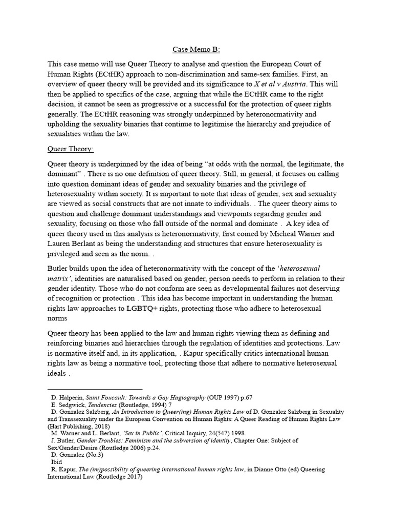 Issabell Pope-Case Memo B | PDF | LGBTQIA+ Studies | Queer Theory