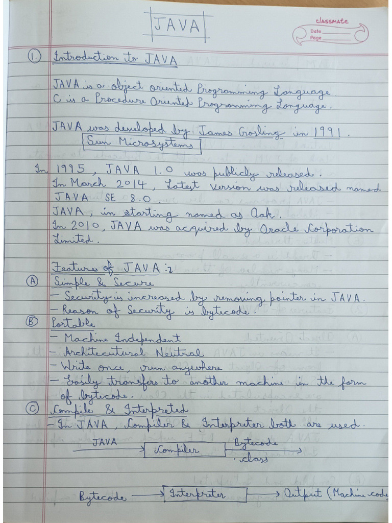 Basic JAVA Language Notes | PDF