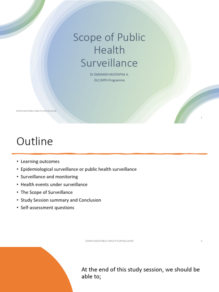L2_Scope of Public Health Surveillance | PDF | Public Health | Epidemiology