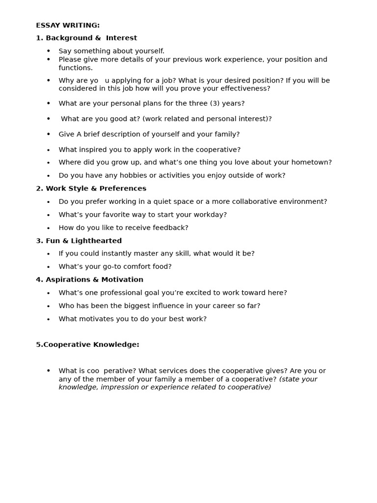 Guide to Writing a Job Application Essay | PDF