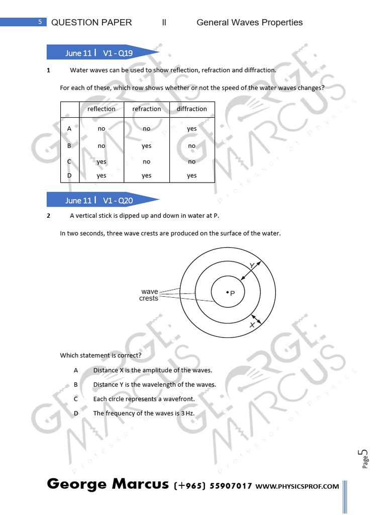 General Properties of Waves Exam Questions | PDF | Waves | Wavelength