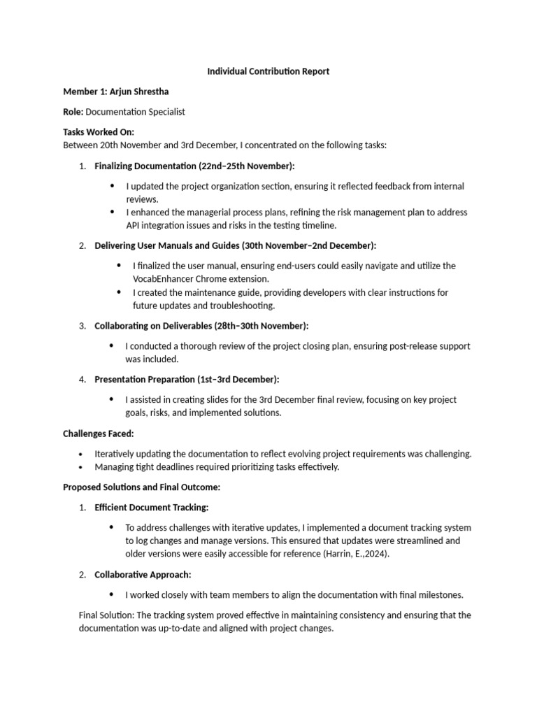 Contribution Report | PDF | Usability | Quality Assurance