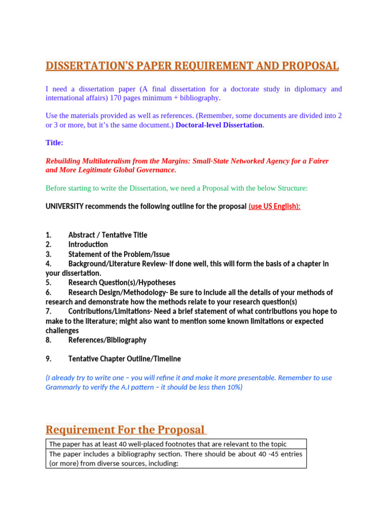Dissertation Proposal Guidelines for Diplomacy | PDF | Thesis | Note ...
