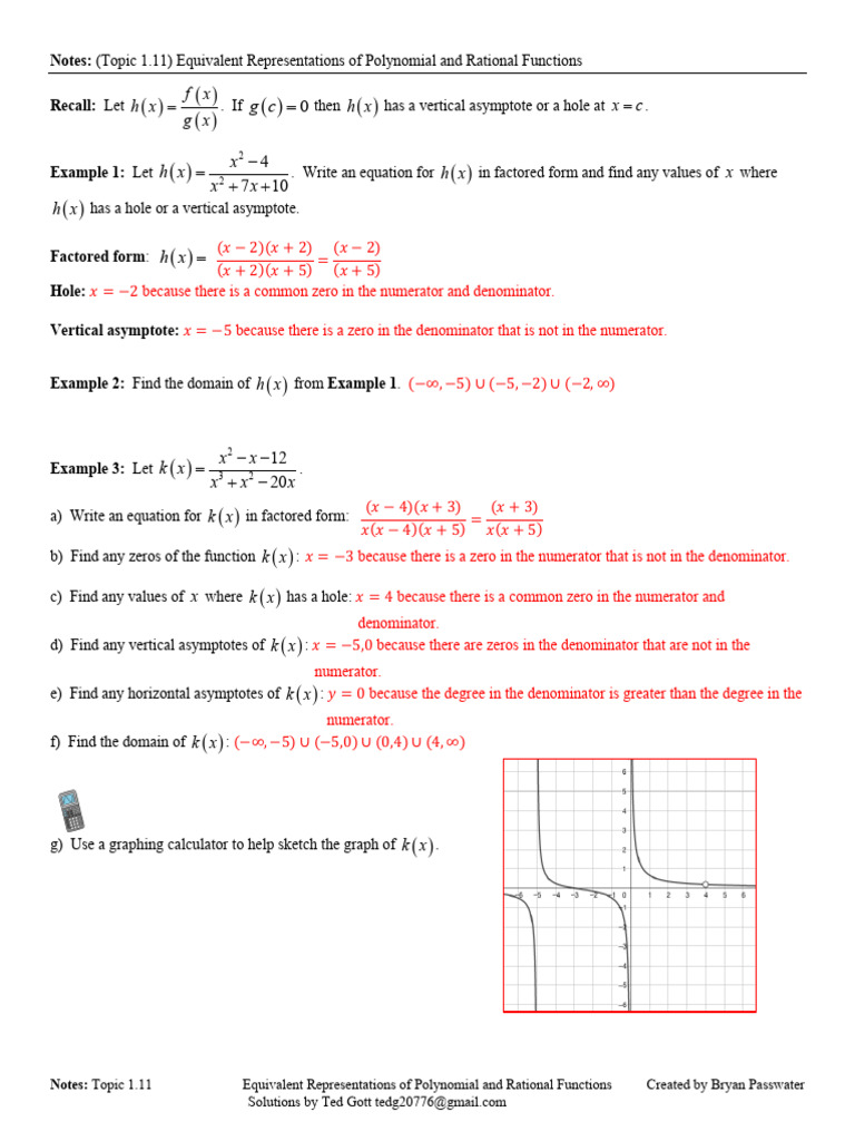 Polynomial and Rational Functions Guide | PDF | Asymptote | Factorization