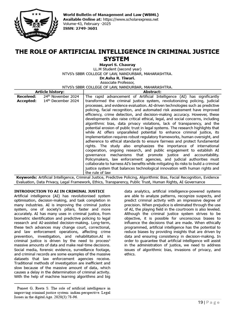 AI's Impact on Criminal Justice System | PDF | Artificial Intelligence ...