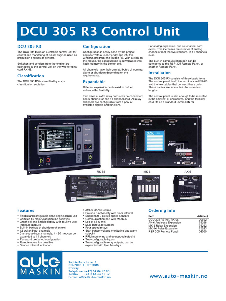 Diesel Engine Control Unit DCU 305 R3 | PDF | Electrical Engineering ...