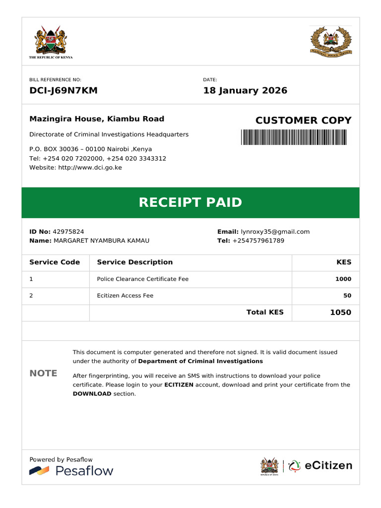 Margaret Nyambura Kamau Pcc Invoice | PDF