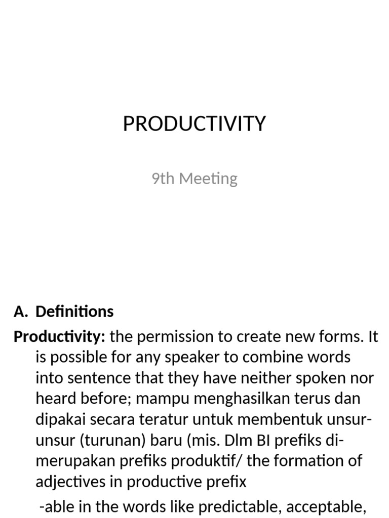 Understanding Productivity in Language | PDF