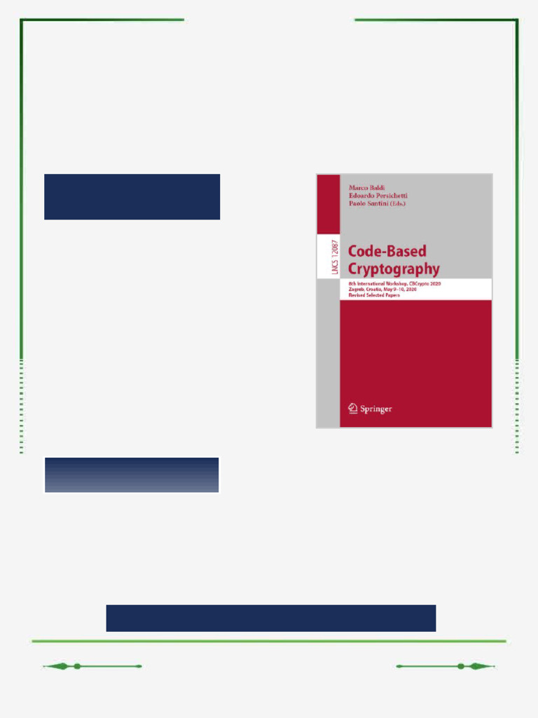 Code Based Cryptography 8th International Workshop CBCrypto 2020 Zagreb ...
