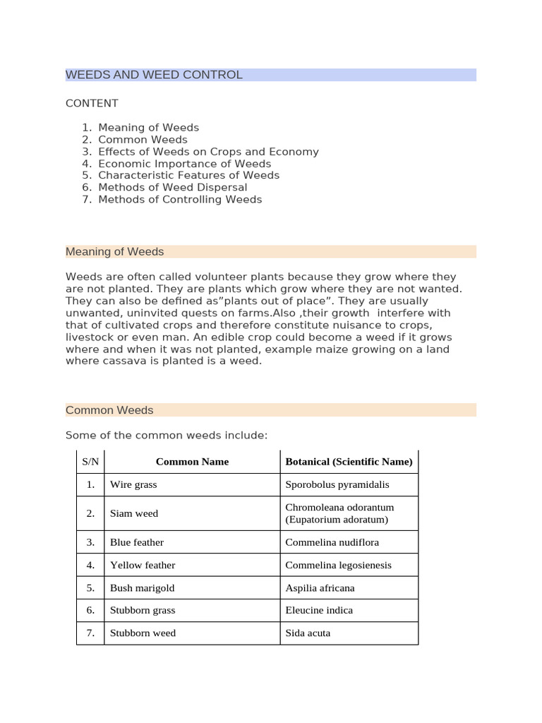 Understanding Weeds and Control Methods | PDF | Weed | Herbicide