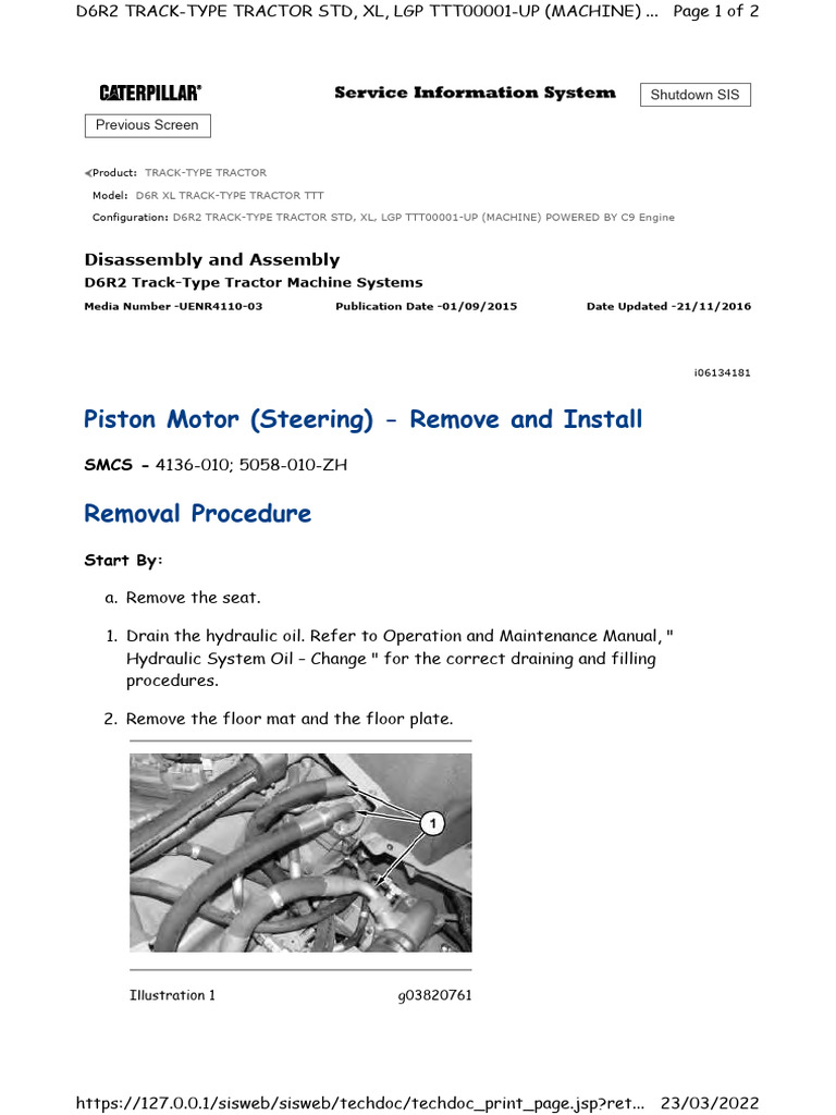 D6R2 Tractor Piston Motor Guide | PDF