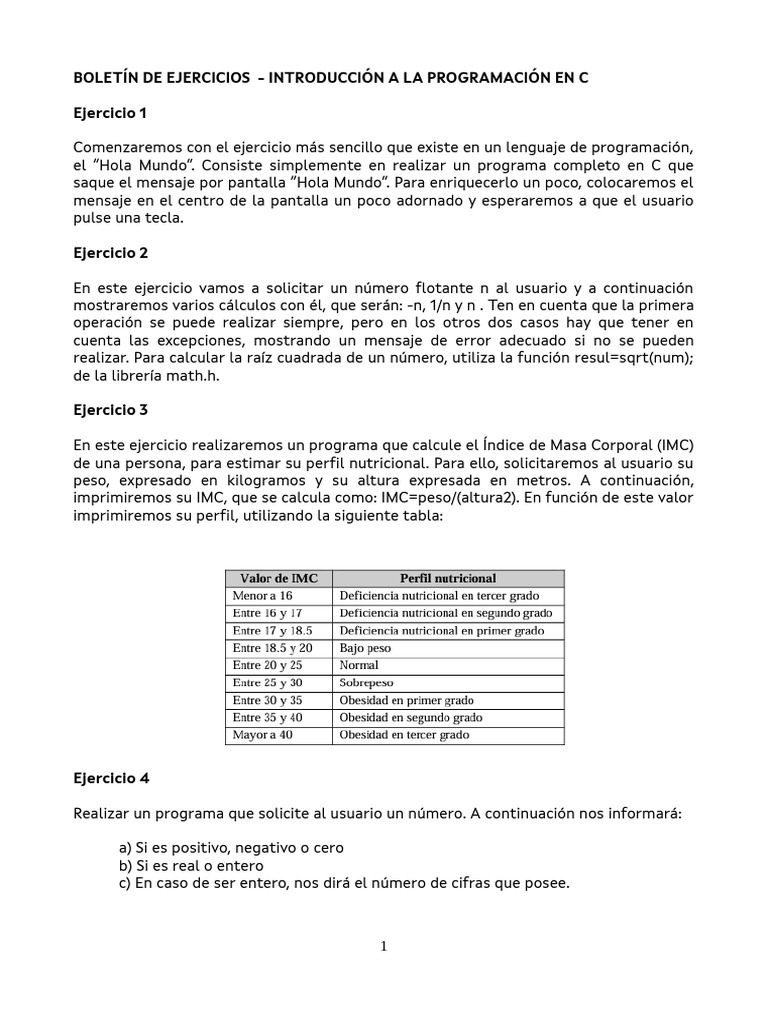 Boletín Programación en C | PDF | Ciencias de la Computación ...