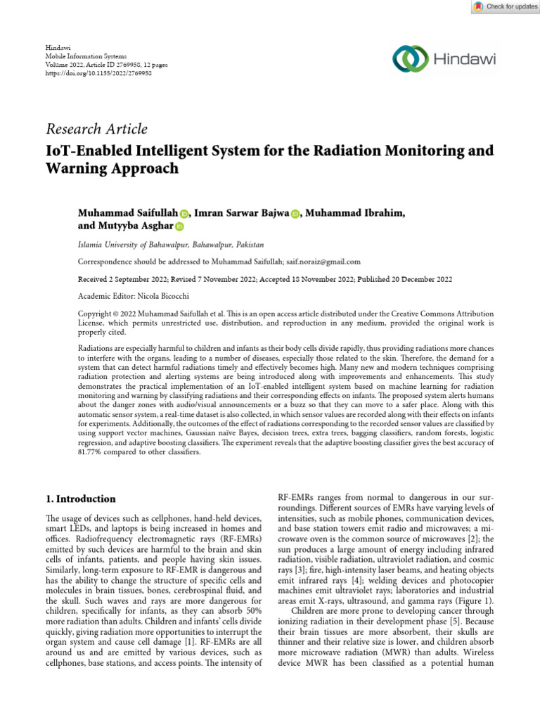 Mobile Information Systems - 2022 - Saifullah - IoT‐Enabled Intelligent ...