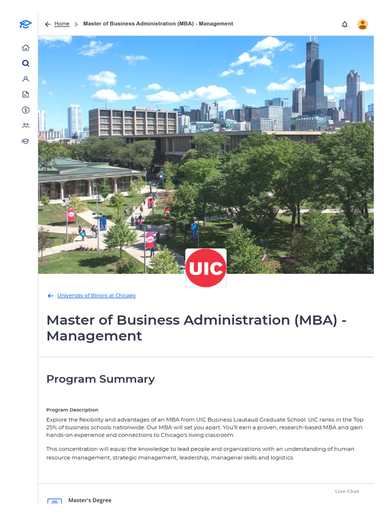 MBA in Management at UIC Business | PDF | Cost Of Living | Master Of ...