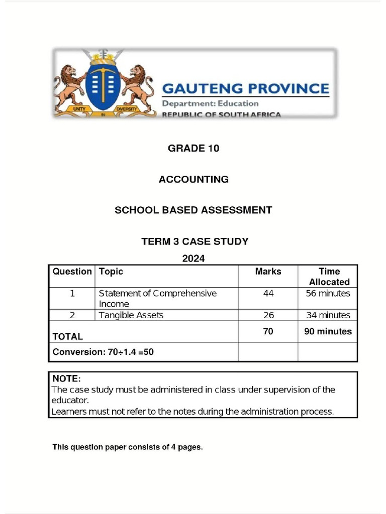 Gp Accounting Term 3 Case Study Qp | PDF