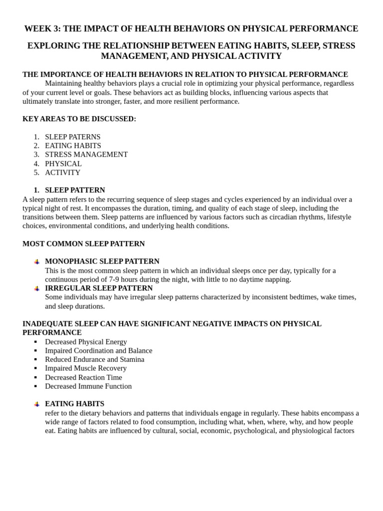 Health Behaviors Impacting Performance | PDF | Healthy Diet | Diet ...