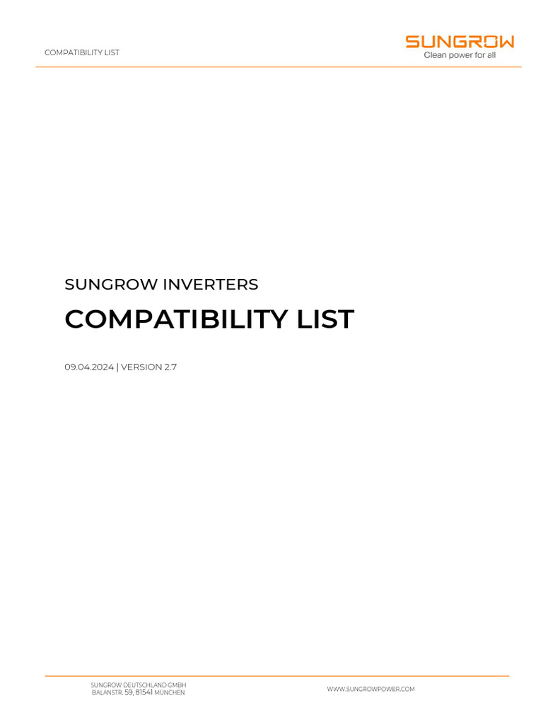Sungrow Inverters Compatibility List 2024 | PDF | Wi Fi | Physical ...