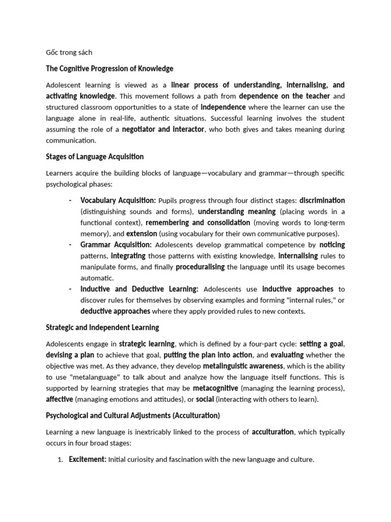 Adolescent Language Learning Stages | PDF | Learning | Language Acquisition