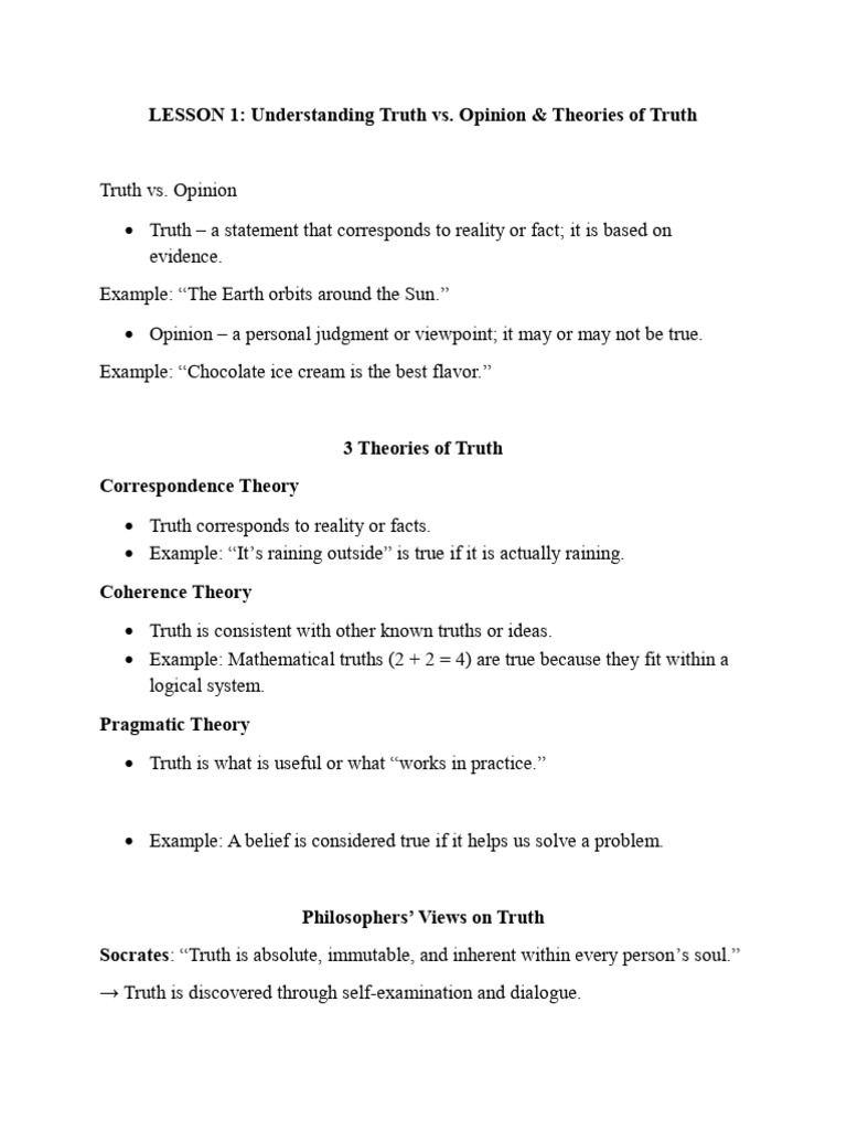 Truth, Opinion, and Philosophical Methods | PDF | Truth | Reason