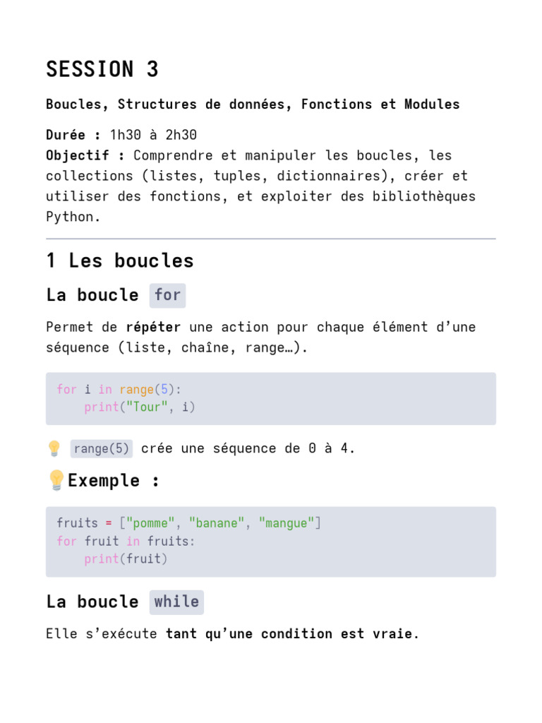 Boucles et Structures de données en Python | PDF | Structure de ...