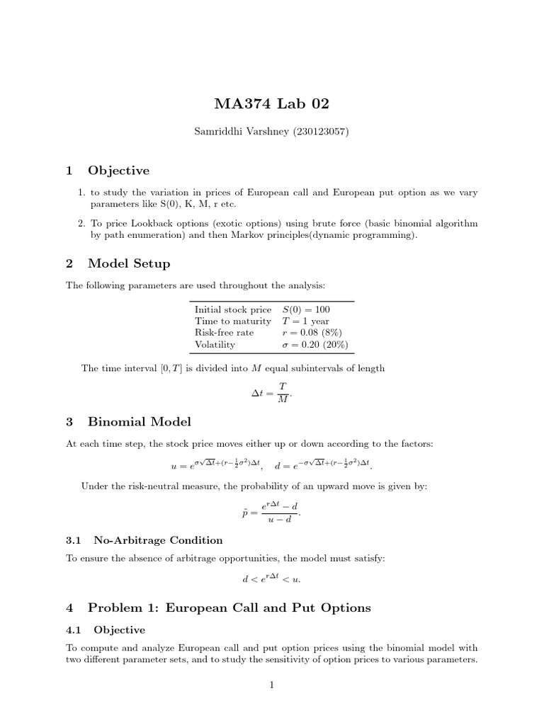 European Options Pricing Analysis | PDF | Time Complexity | Option ...