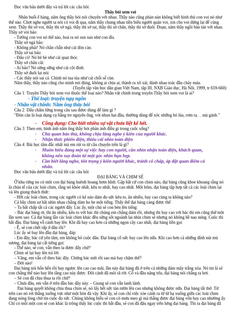 truyện ngụ ngôn văn 7 | PDF