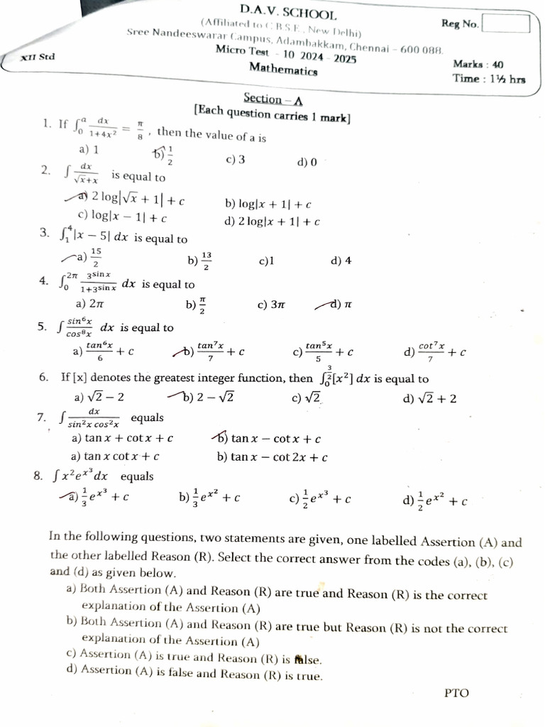 Micro Test- 10 Maths 2024-2025 | PDF