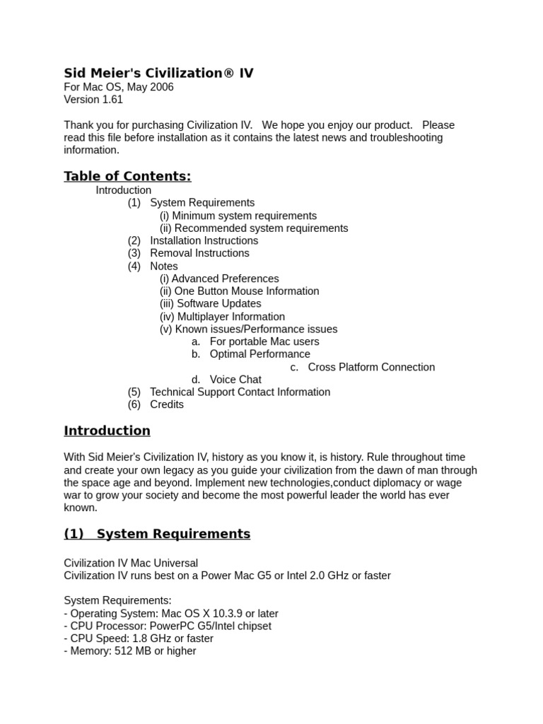 Civilization IV Mac Installation Guide | PDF | Personal Computers ...