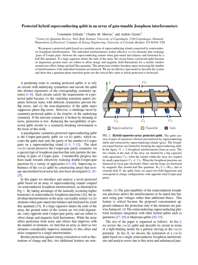 Protected Superconducting Qubit Design | PDF | Superconductivity ...