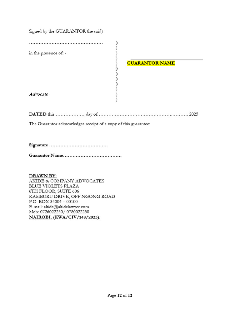 Guarantor Agreement Document Template | PDF