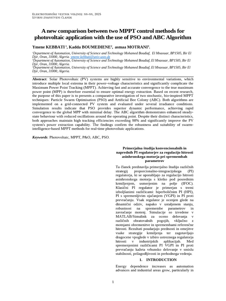 MPPT Techniques for PV Systems: PSO vs ABC | PDF | Photovoltaics ...