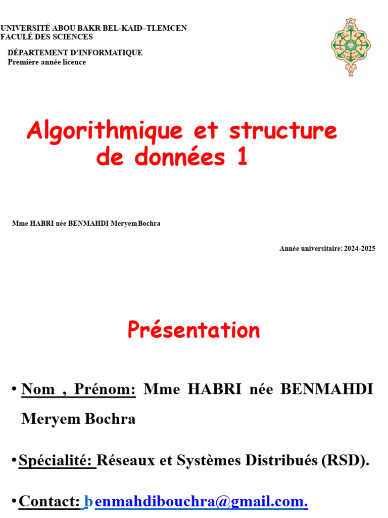 Algorithmique et Structures de Données 1 | PDF | Programmation ...