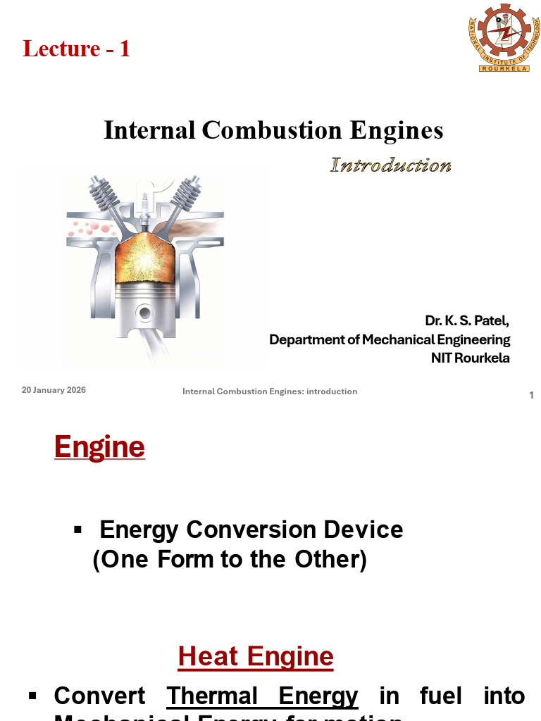 Lecture 1 | PDF | Internal Combustion Engine | Engines