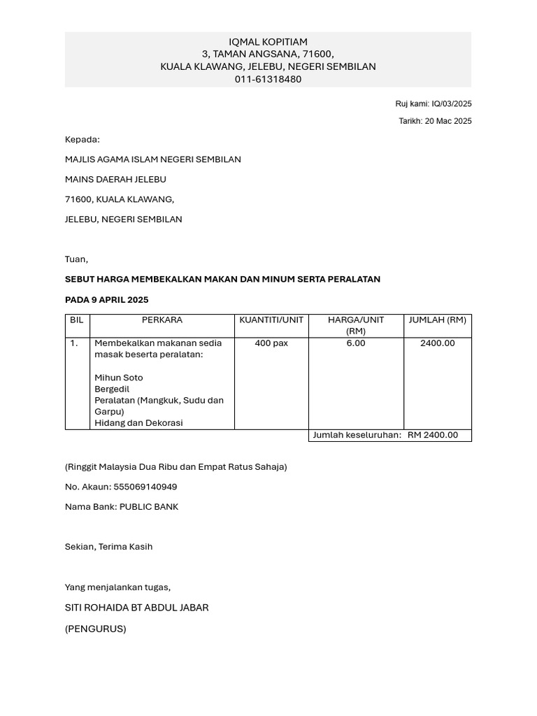 Sebut Harga Mains (2) | PDF