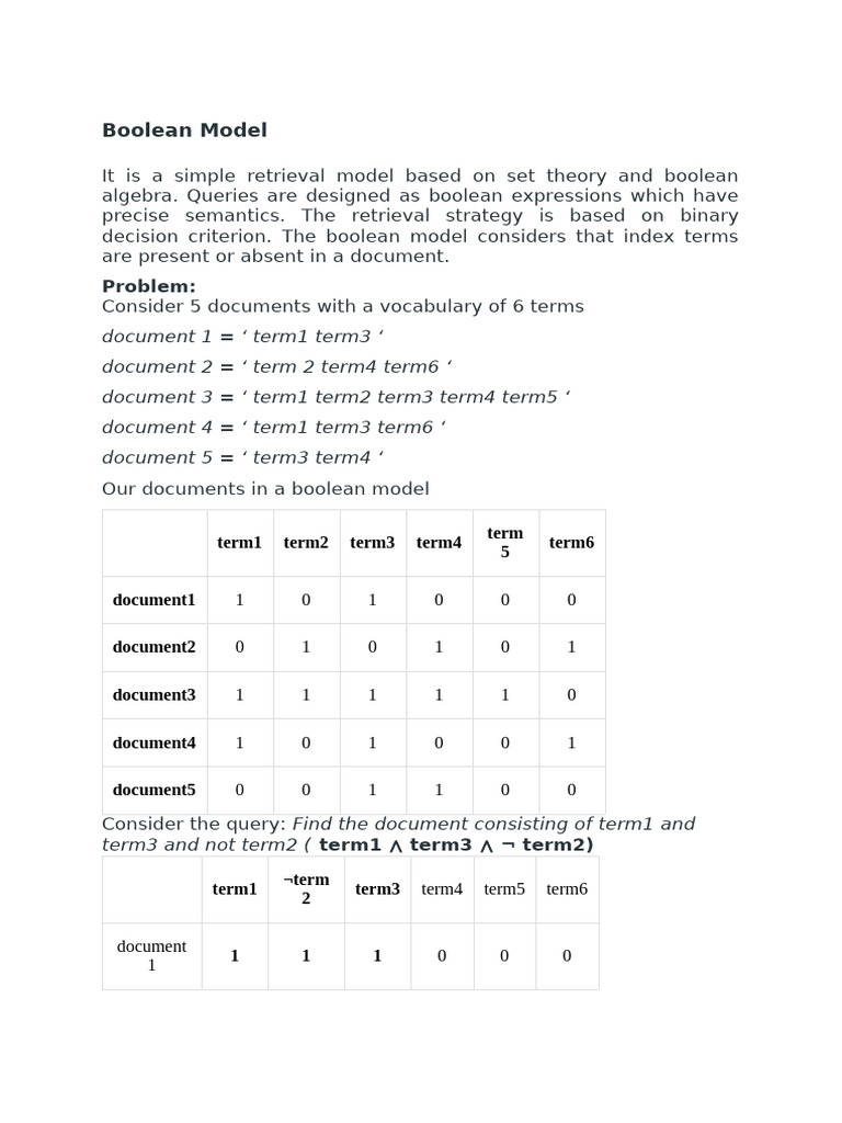 Boolean and Vector Space Models Explained | PDF | Applied Mathematics ...