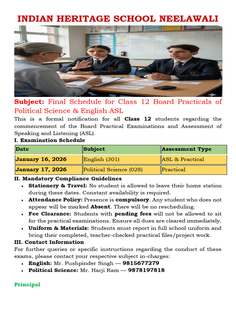 Class 12 Board Practical Schedule 2026 | PDF