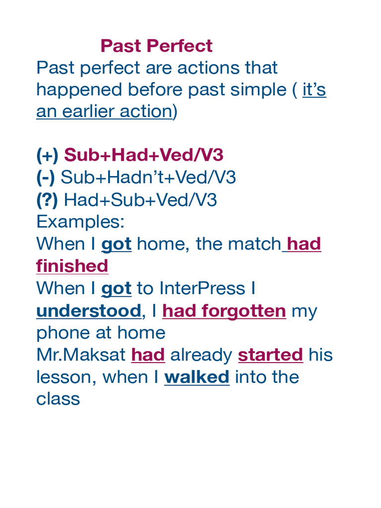Understanding Past Perfect Tense | PDF