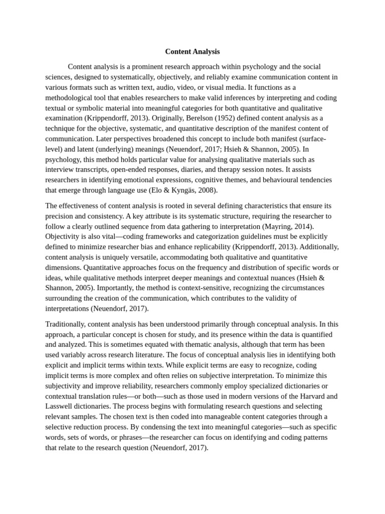 Understanding Content Analysis in Research | PDF | Qualitative Research ...