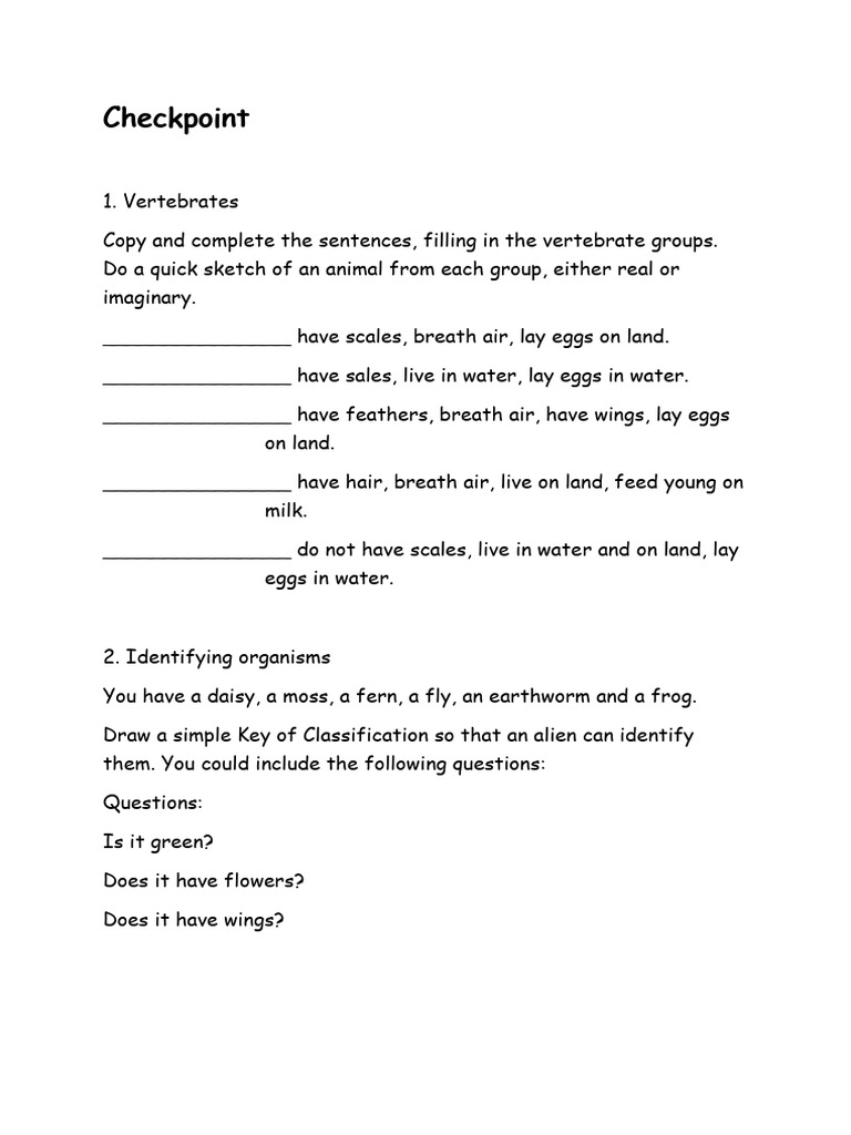 Vertebrate Classification and Identification Guide | PDF