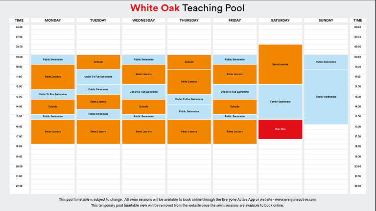 White Oak Pool Schedule and Swim Lessons | PDF