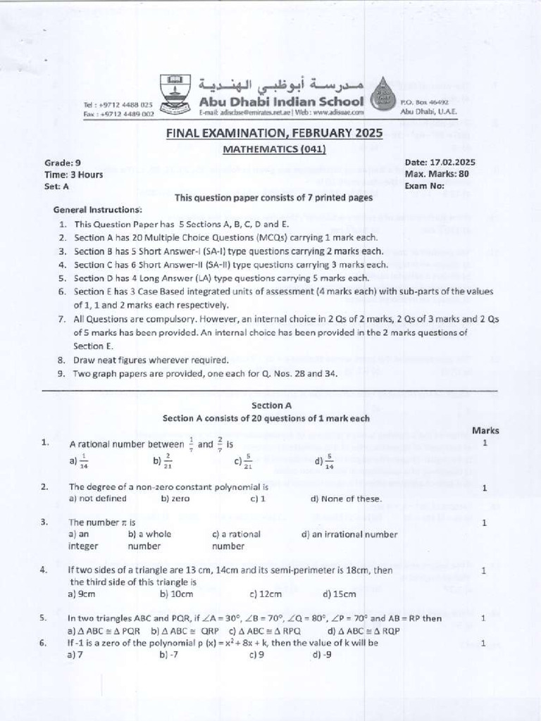 Mathematics'25 (3 Yrs) | PDF