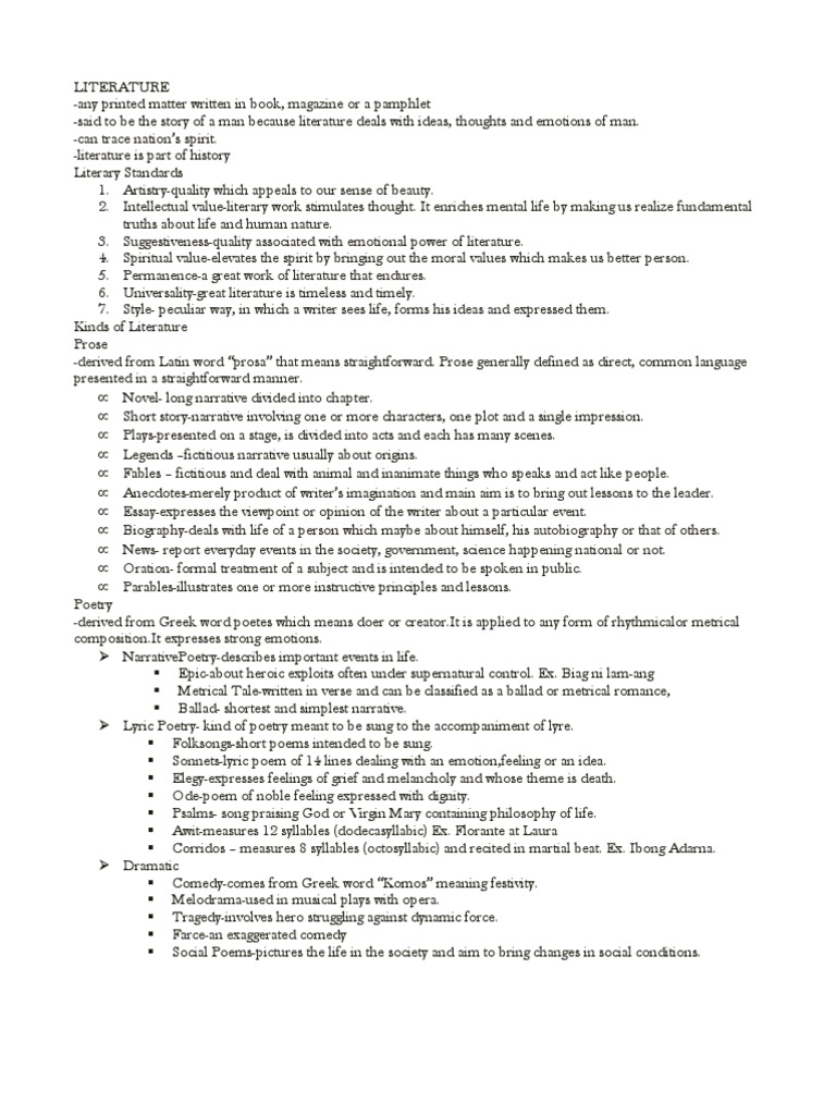 Overview of Literary Forms and Values | PDF | Poetry | Metre (Poetry)