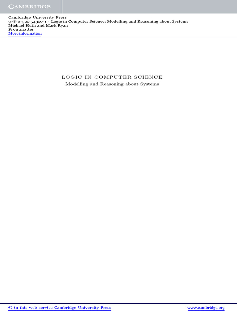 Logic in Computer Science Overview | PDF | Mathematical Logic | First ...