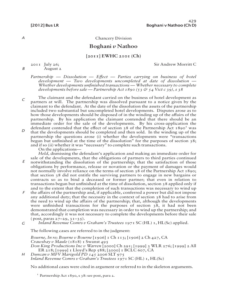 Partnership Dissolution: Hotel Developments Case | PDF | Lease ...