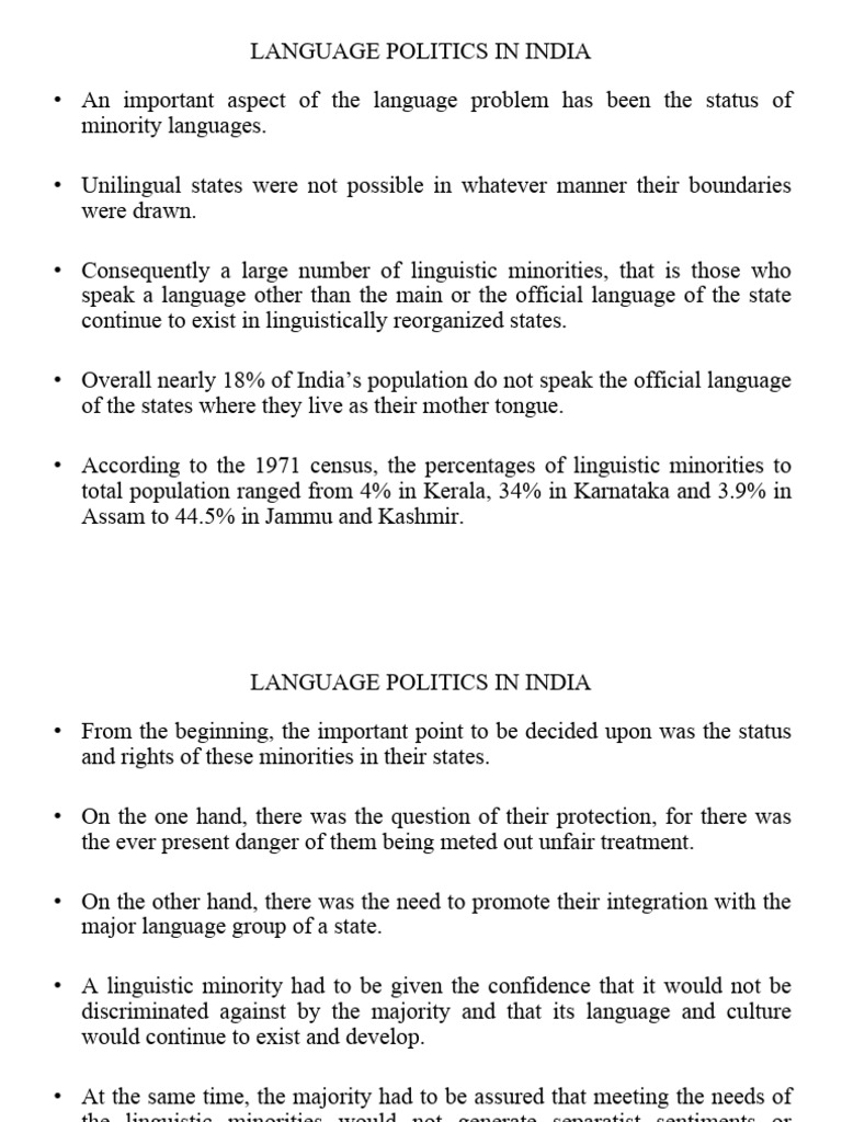 Language Politics and Minority Rights in India | PDF | Minority Group ...