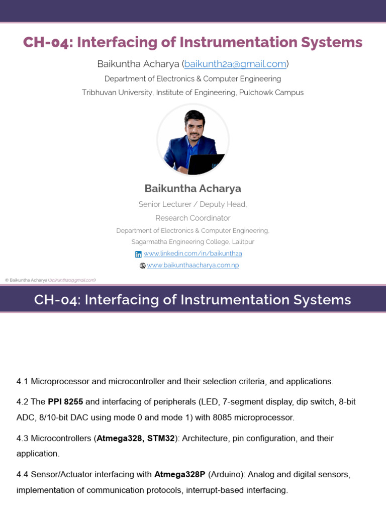 Interfacing Instrumentation Systems Guide | PDF | Microcontroller ...